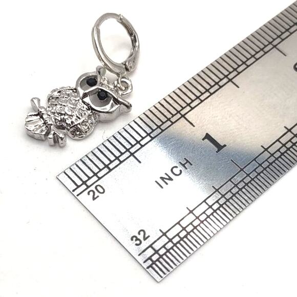 925 Silver Owl Necklace & Earring Set W/ CZ Diamonds Anniversary Birthday Gift - Picture 7 of 8